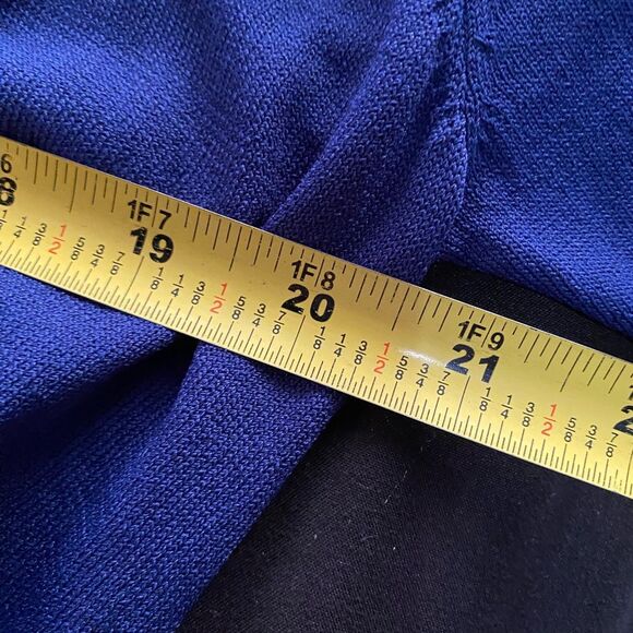 Boho M Blue Open Waterfall Cardigan Business Casual Minimalist Secretary OF23 - Picture 6 of 8